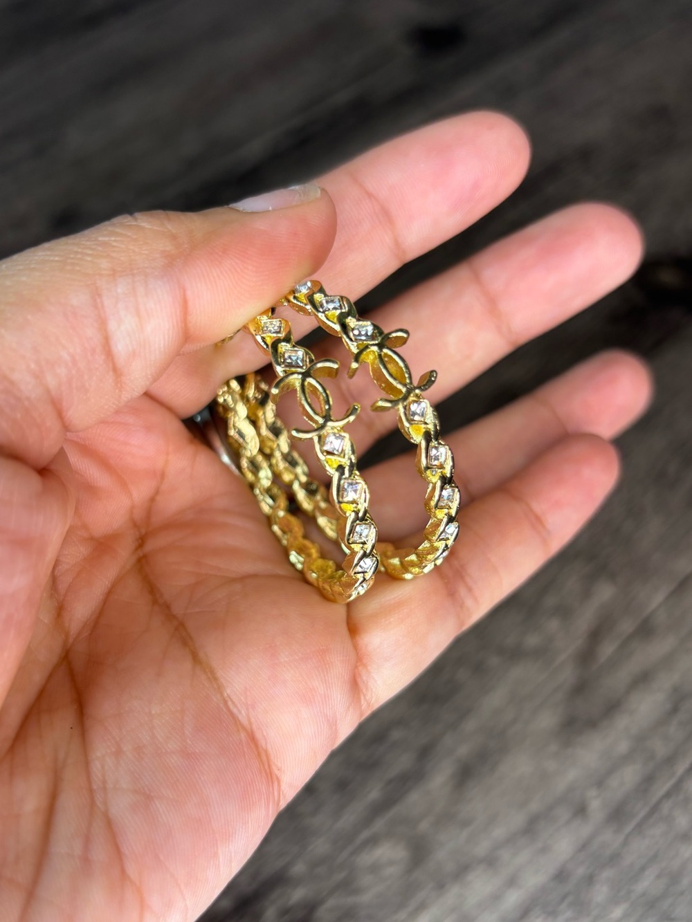 Gold-Tone Crystal Hoop C Earrings - Women Rhinestone Jewelry NWT